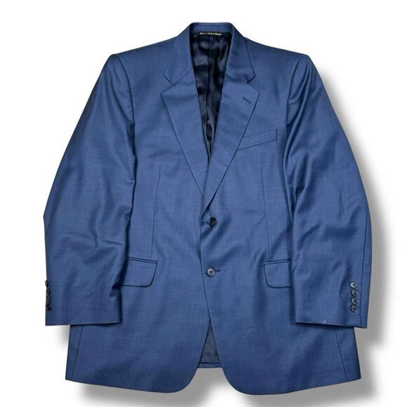 VTG Jack Victor Blue Wool Two Piece Suit 43R Jacket 37R Pants Made inCanada Work - Picture 2 of 15